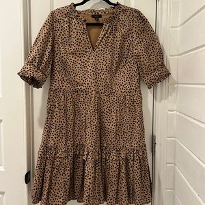 JCREW leopard dot dress w/side zipper - lined - Small